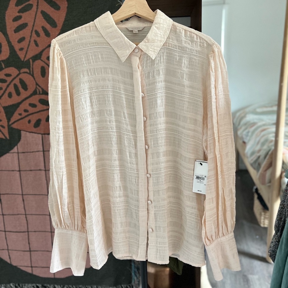 Brand new with tags guess sheer long sleeve blouse